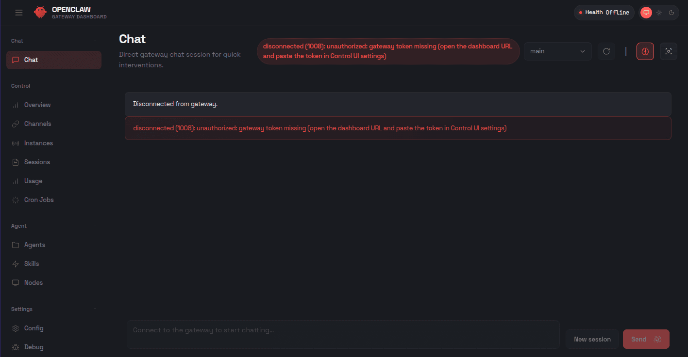Screenshot of OpenClaw Server